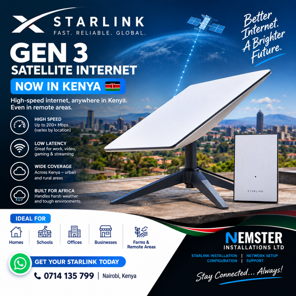 Starlink Gen 3 satellite dish Kenya