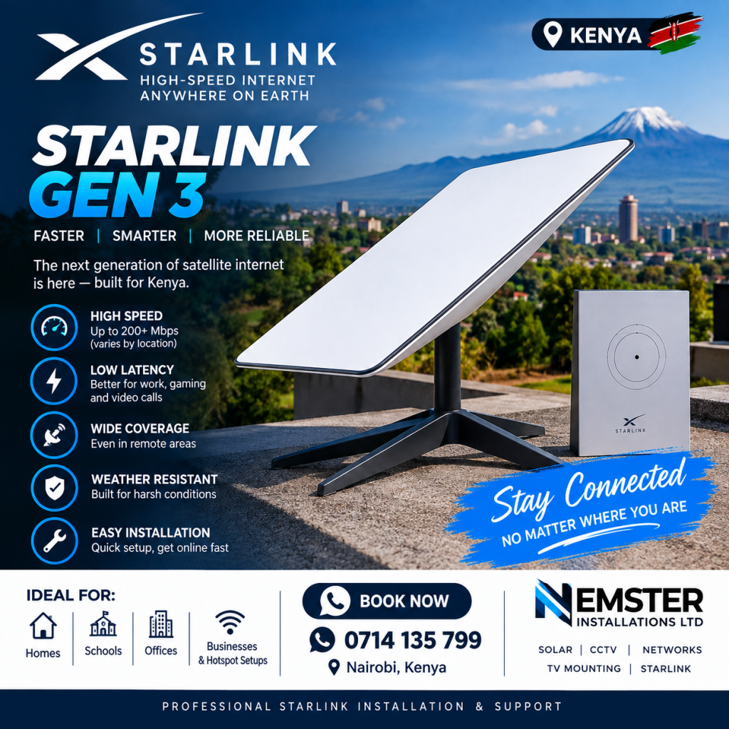 Starlink Gen 3 satellite dish Kenya