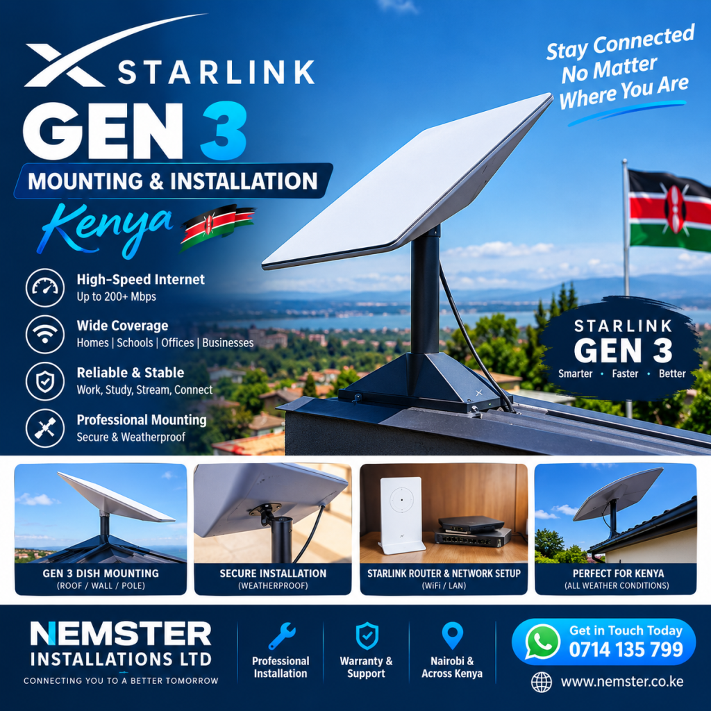 Starlink Gen 3 mounting Kenya