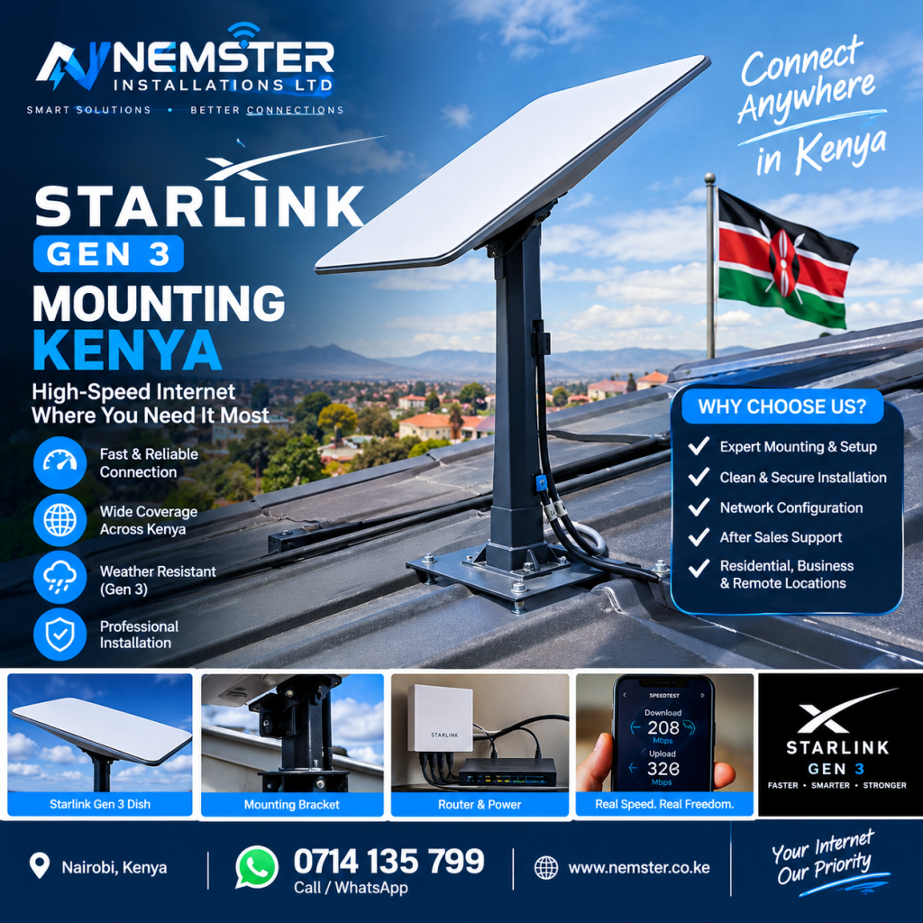 Starlink Gen 3 mounting Kenya