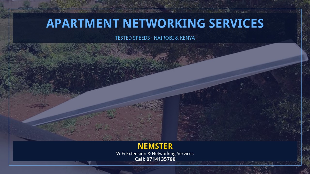 Resident using a laptop in an apartment with strong reliable WiFi coverage — Apartment Networking Services by Nemster in Nairobi & Kenya