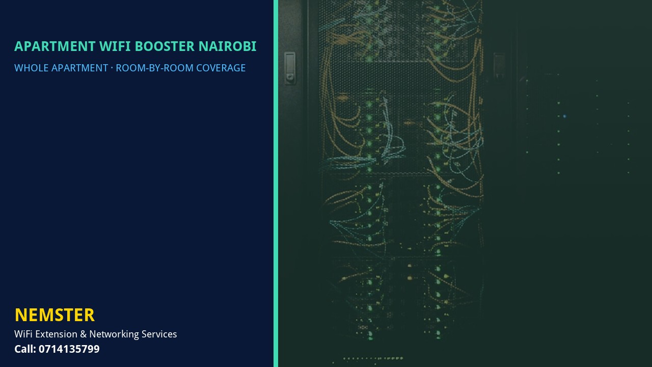 Apartment WiFi Booster Nairobi | Multi Room Coverage | Nemster Modern apartment with multi-room WiFi coverage reaching lounge and bedrooms — Apartment WiFi Booster Nairobi by Nemster in Nairobi & Kenya