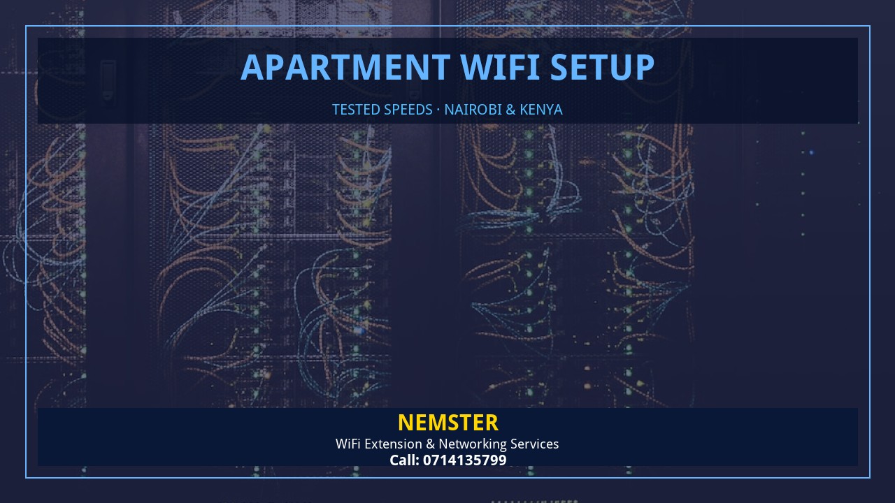 Resident using a laptop in an apartment with strong reliable WiFi coverage — Apartment WiFi Setup by Nemster in Nairobi & Kenya