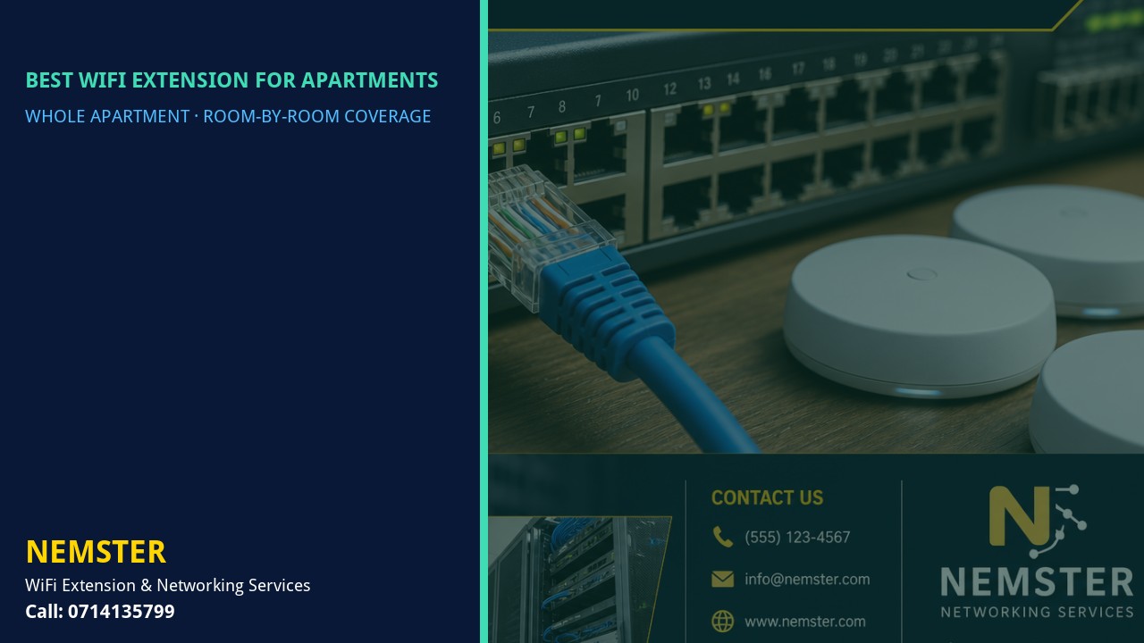 Modern apartment with multi-room WiFi coverage reaching lounge and bedrooms — Best WiFi Extension for Apartments by Nemster in Nairobi & Kenya
