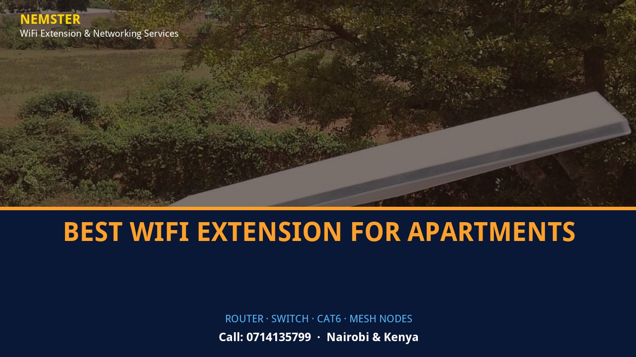 Close-up of router, PoE switch, Cat6 cabling and professional networking equipment — Best WiFi Extension for Apartments by Nemster in Nairobi & Kenya