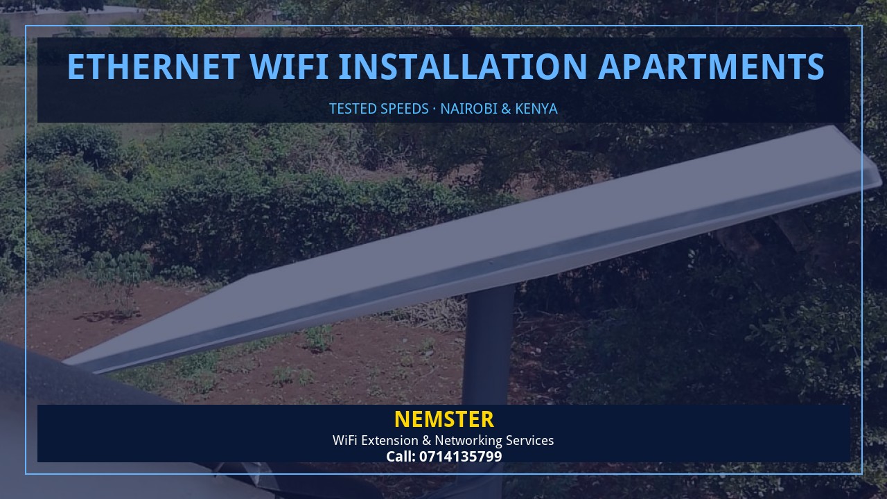 Resident using a laptop in an apartment with strong reliable WiFi coverage — Ethernet WiFi Installation Apartments by Nemster in Nairobi & Kenya