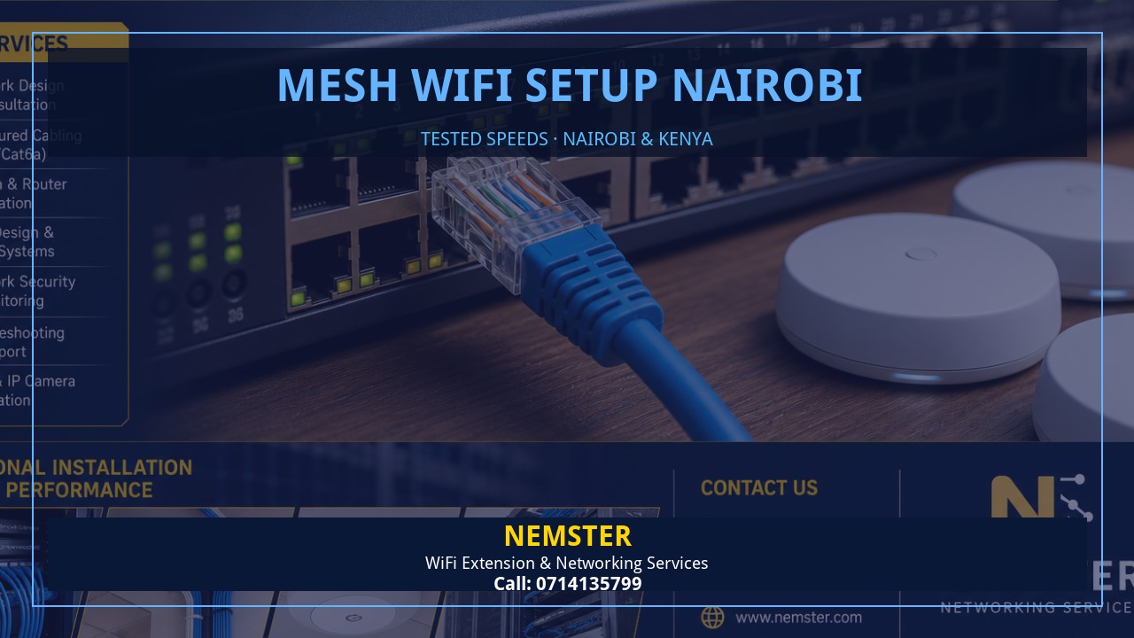 Resident using a laptop in an apartment with strong reliable WiFi coverage — Mesh WiFi Setup Nairobi by Nemster in Nairobi & Kenya