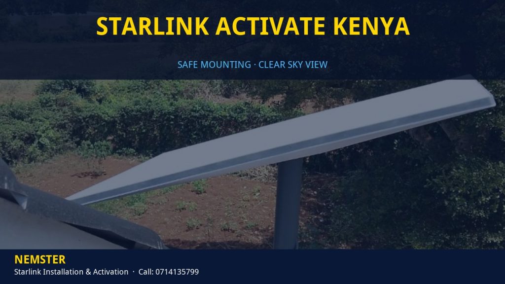 Technician mounting a Starlink dish with a clear view of the sky - Starlink Activate Kenya by Nemster