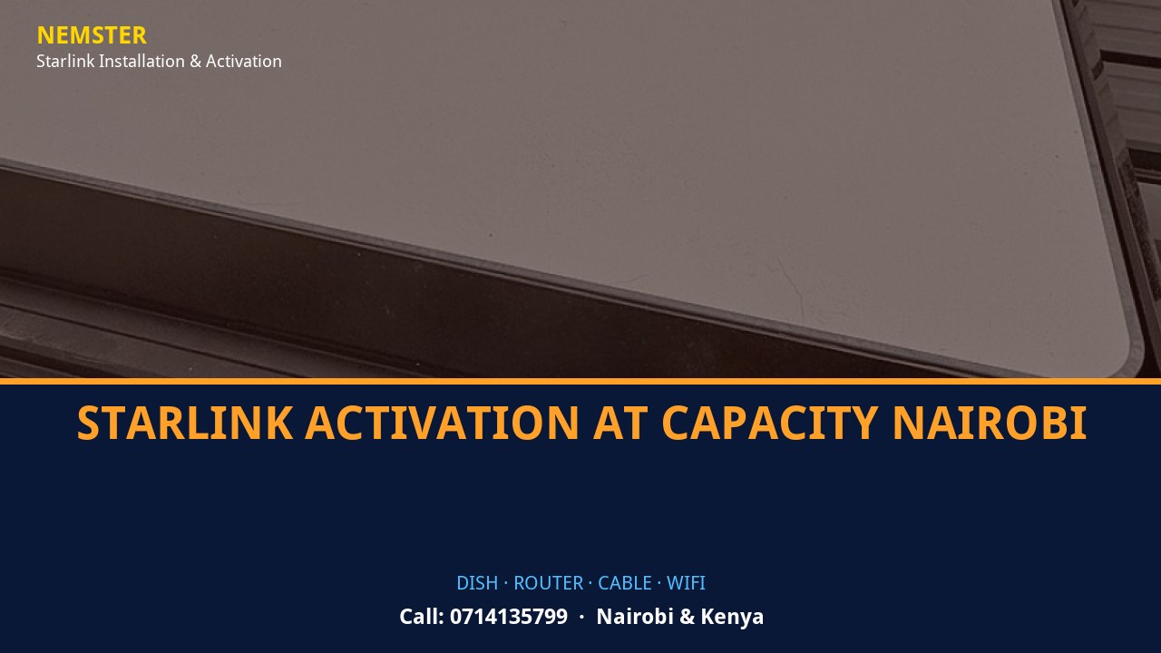 Starlink Activation at Capacity Nairobi | Starlink Kit Cabling | Nemster Starlink dish, router and weather-sealed cable routing - Starlink Activation at Capacity Nairobi by Nemster