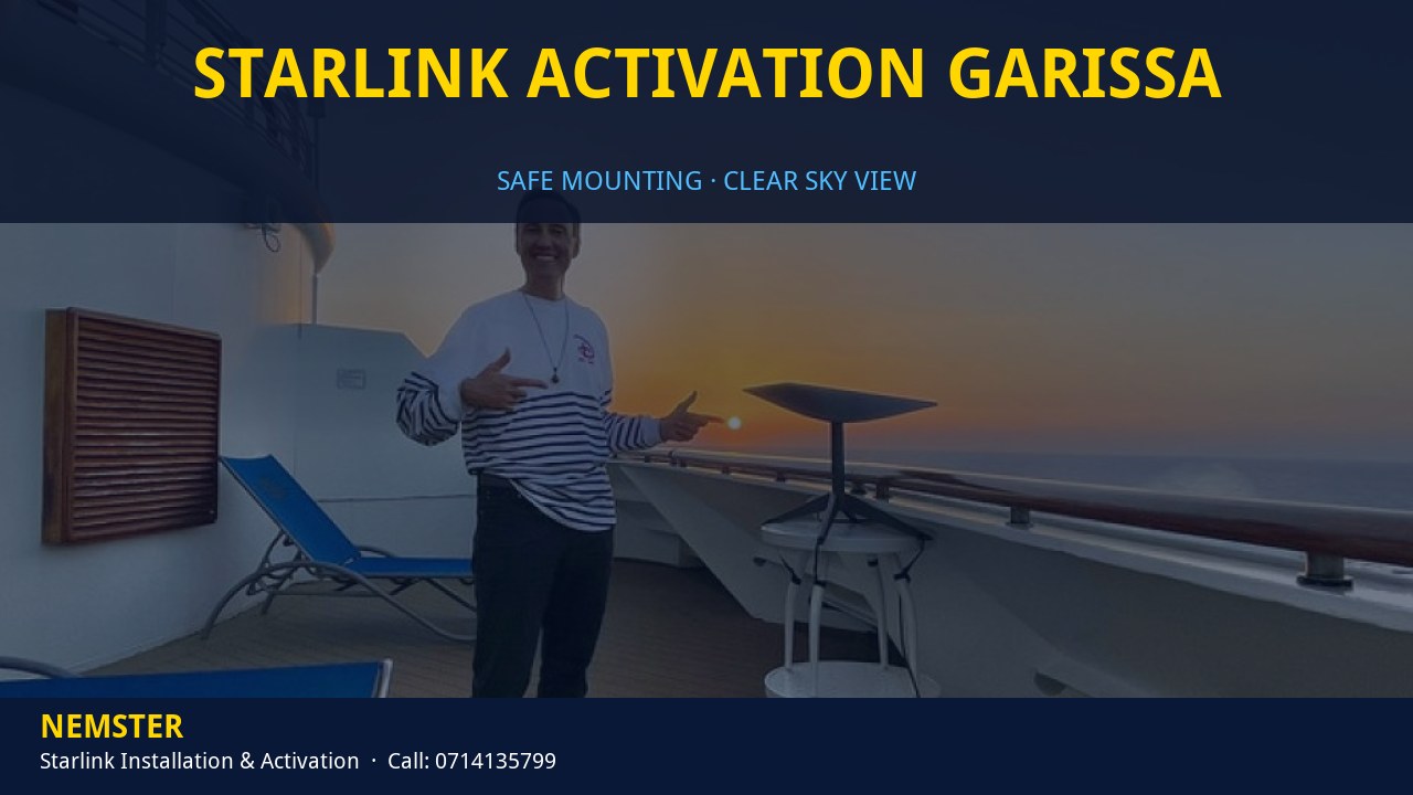 Technician mounting a Starlink dish with a clear view of the sky - Starlink Activation Garissa by Nemster