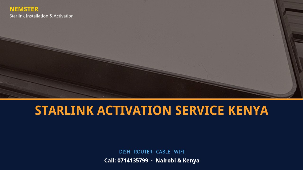 Starlink Activation Service Kenya | Starlink Kit Cabling | Nemster Starlink dish, router and weather-sealed cable routing - Starlink Activation Service Kenya by Nemster