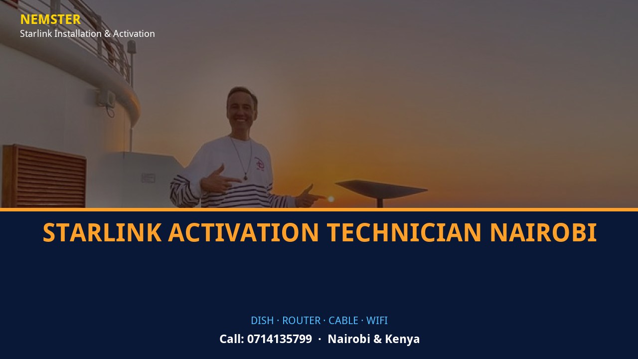 Starlink Activation Technician Nairobi | Starlink Kit Cabling | Nemster Starlink dish, router and weather-sealed cable routing - Starlink Activation Technician Nairobi by Nemster