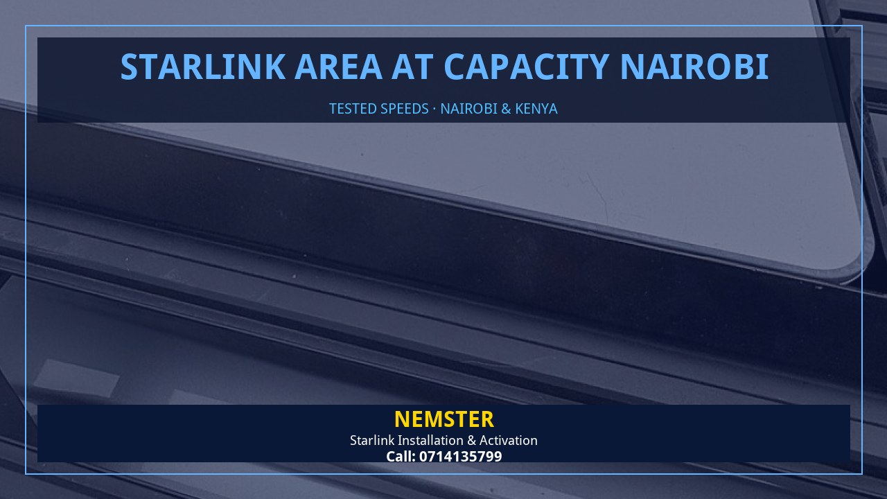 Starlink Area at Capacity Nairobi | Tested Wifi | Nemster Starlink internet tested with WiFi speed checks in every room - Starlink Area at Capacity Nairobi by Nemster