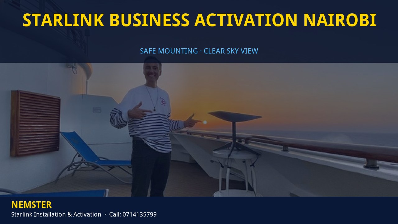 Starlink Business Activation Nairobi | Dish Mounting | Nemster Technician mounting a Starlink dish with a clear view of the sky - Starlink Business Activation Nairobi by Nemster