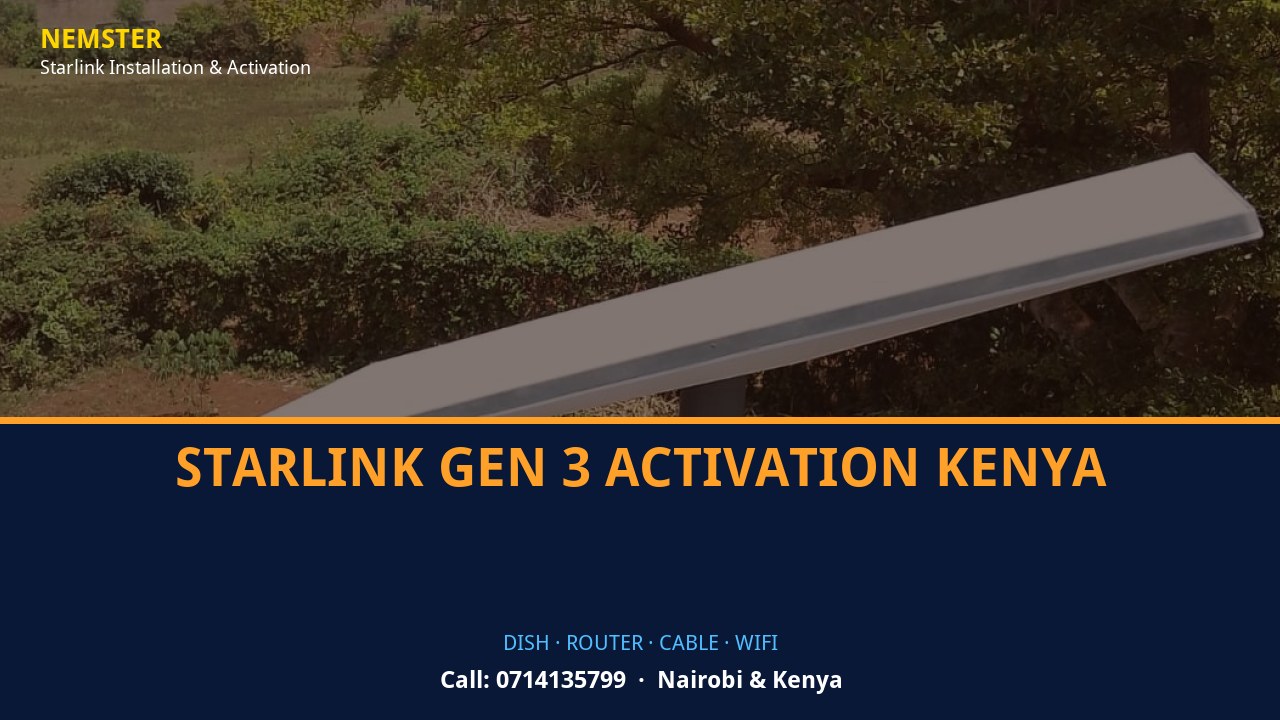 Starlink dish, router and weather-sealed cable routing - Starlink Gen 3 Activation Kenya by Nemster
