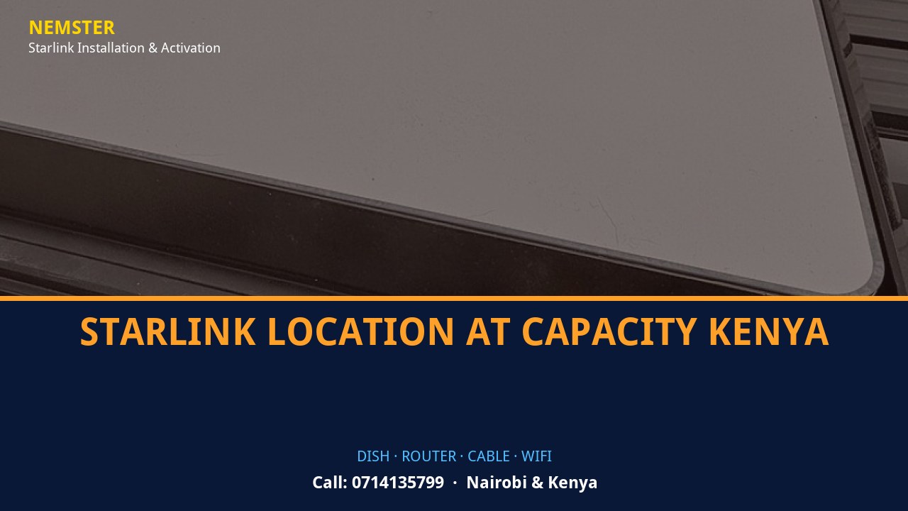 Starlink Location at Capacity Kenya | Starlink Kit Cabling | Nemster Starlink dish, router and weather-sealed cable routing - Starlink Location at Capacity Kenya by Nemster