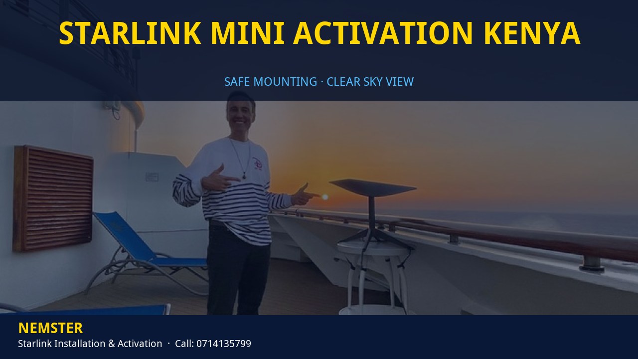 Starlink Mini Activation Kenya | Dish Mounting | Nemster Technician mounting a Starlink dish with a clear view of the sky - Starlink Mini Activation Kenya by Nemster