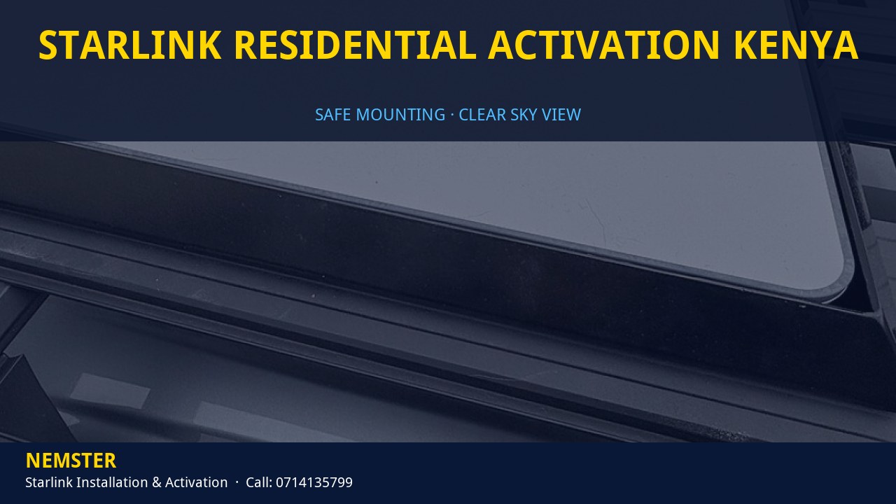 Starlink Residential Activation Kenya | Dish Mounting | Nemster Technician mounting a Starlink dish with a clear view of the sky - Starlink Residential Activation Kenya by Nemster