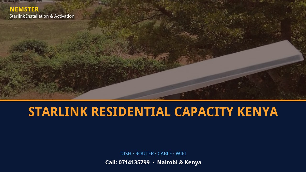 Starlink Residential Capacity Kenya | Starlink Kit Cabling | Nemster Starlink dish, router and weather-sealed cable routing - Starlink Residential Capacity Kenya by Nemster