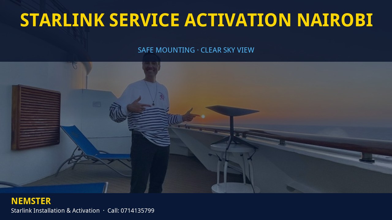 Starlink Service Activation Nairobi | Dish Mounting | Nemster Technician mounting a Starlink dish with a clear view of the sky - Starlink Service Activation Nairobi by Nemster