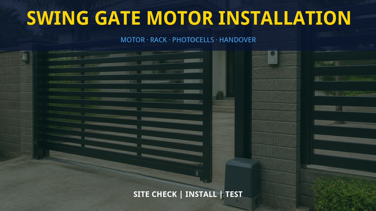 Swing gate motor installation Swing gate motor installation