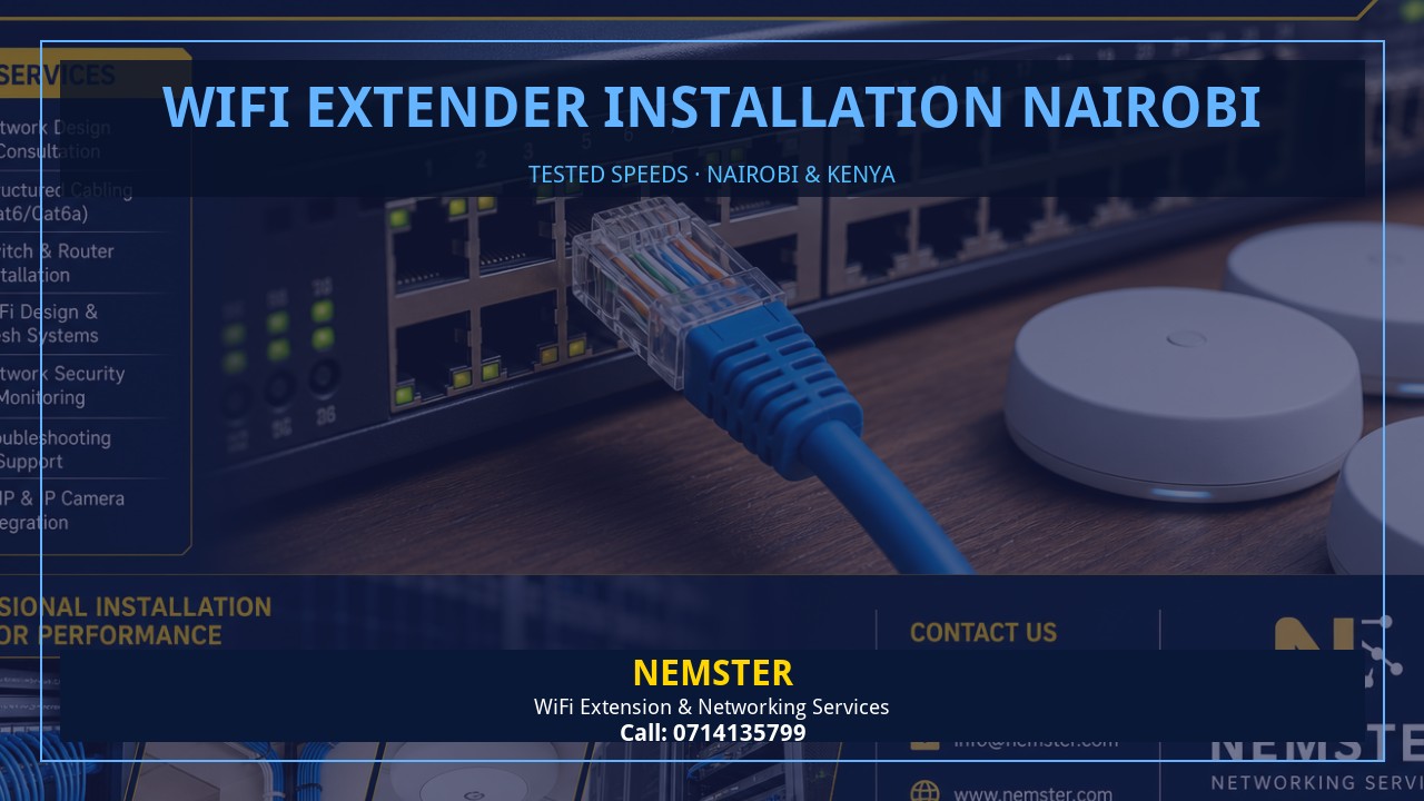 Resident using a laptop in an apartment with strong reliable WiFi coverage — WiFi Extender Installation Nairobi by Nemster in Nairobi & Kenya