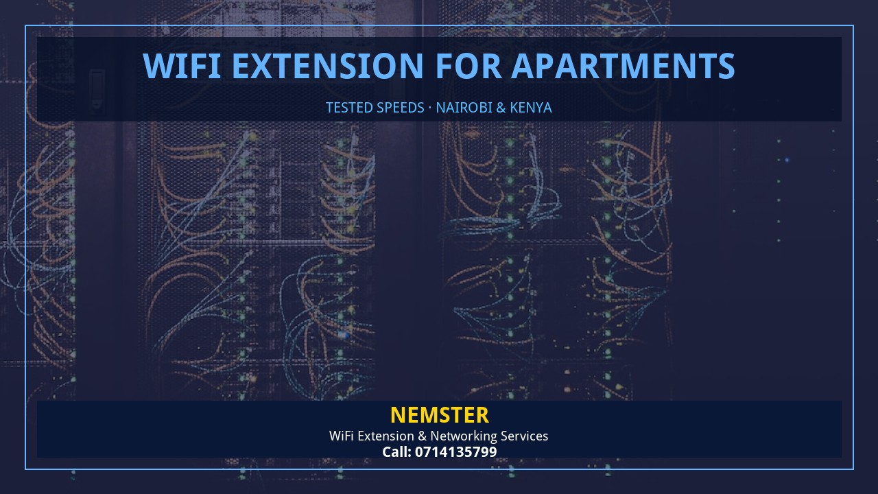 Resident using a laptop in an apartment with strong reliable WiFi coverage — WiFi Extension for Apartments by Nemster in Nairobi & Kenya