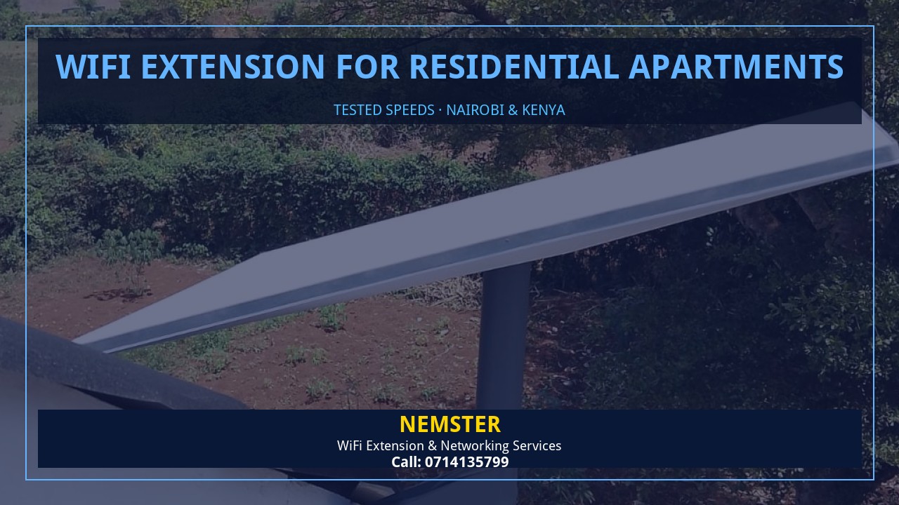 Resident using a laptop in an apartment with strong reliable WiFi coverage — WiFi Extension for Residential Apartments by Nemster in Nairobi & Kenya