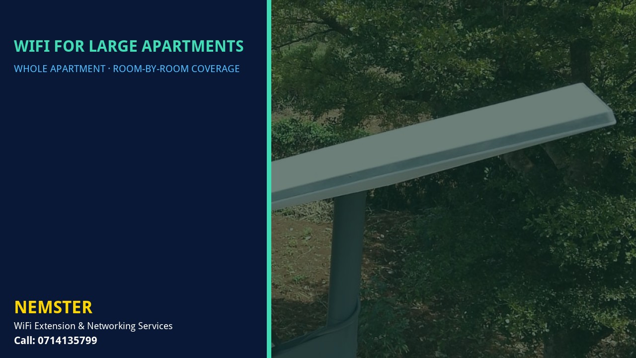 Modern apartment with multi-room WiFi coverage reaching lounge and bedrooms — WiFi for Large Apartments by Nemster in Nairobi & Kenya