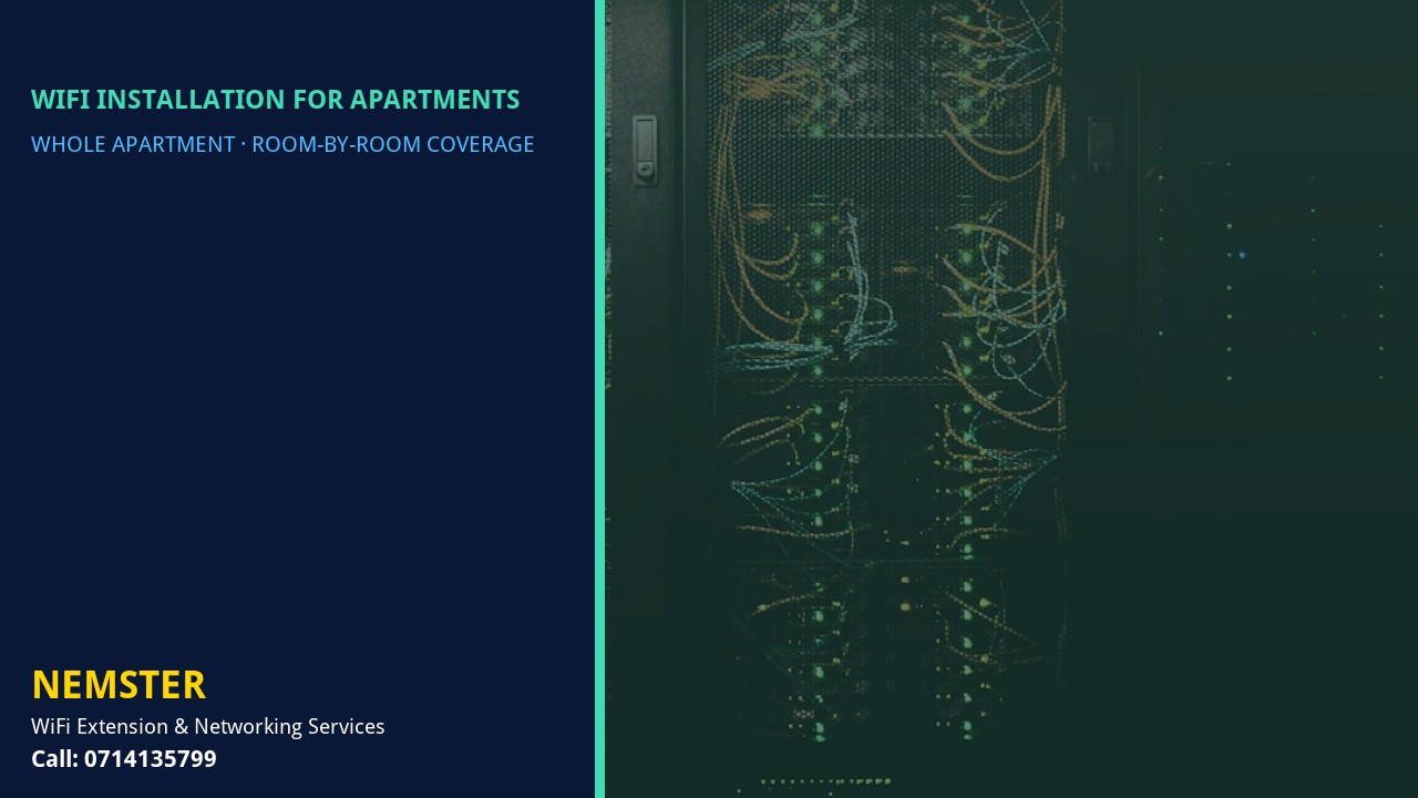 Modern apartment with multi-room WiFi coverage reaching lounge and bedrooms — WiFi Installation for Apartments by Nemster in Nairobi & Kenya