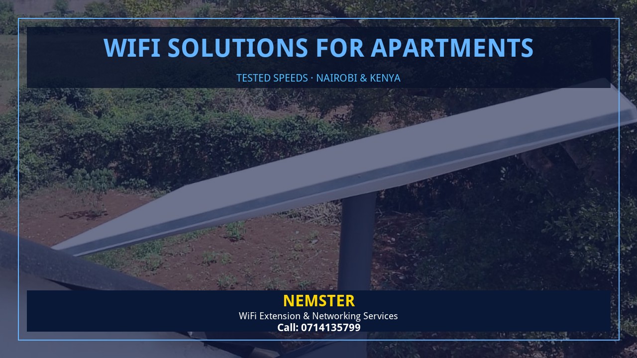 Resident using a laptop in an apartment with strong reliable WiFi coverage — WiFi Solutions for Apartments by Nemster in Nairobi & Kenya