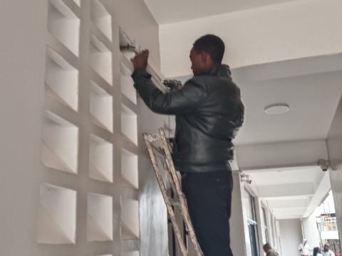 Nemster technician installing CCTV on site in Kenya